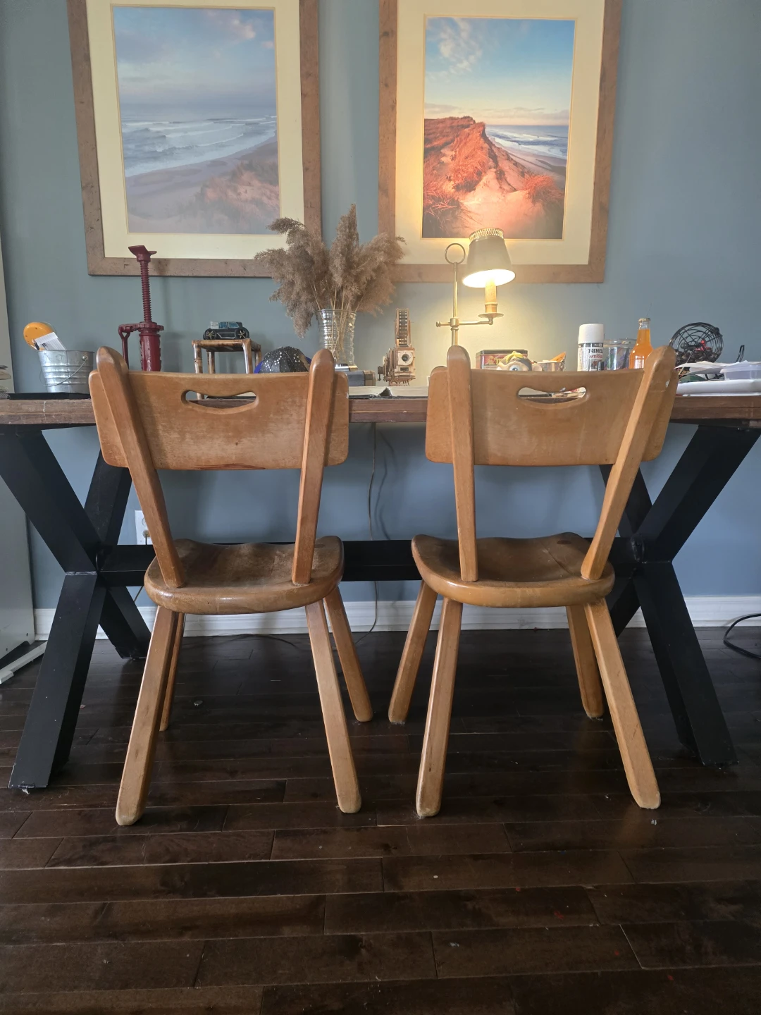Pair of Cushman Colonial Maple Wooden Chairs Herman Devris - photo 2