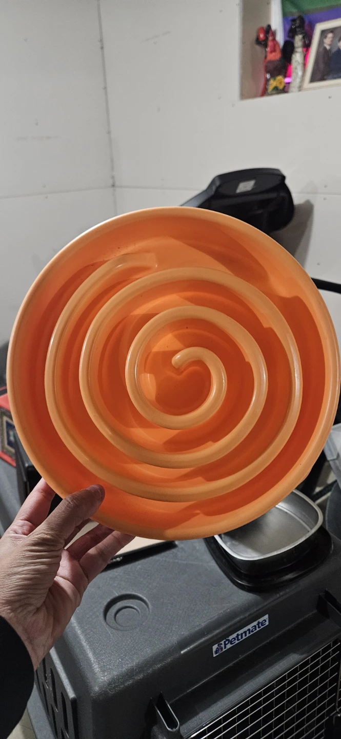 Orange Petmate Slow Feeder Bowl