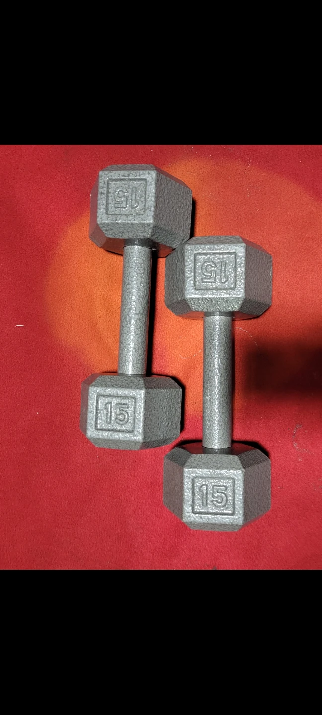 SET OF 15LB.  HEXHEAD DUMBBELLS TOTAL 30LBs
