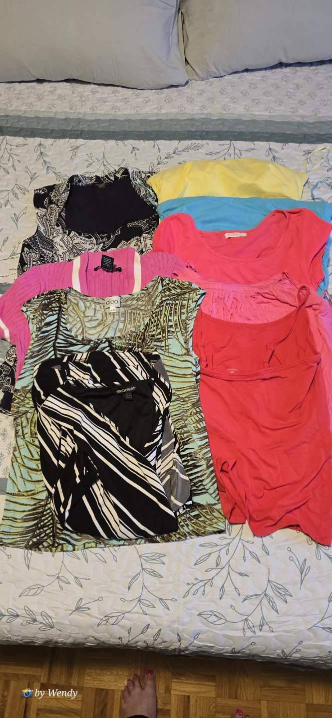 Women's size L summer tops and one maxi dress