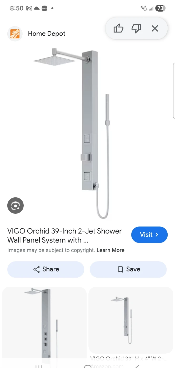 VIGO Orchid 39-Inch 2-Jet Shower Wall Panel System