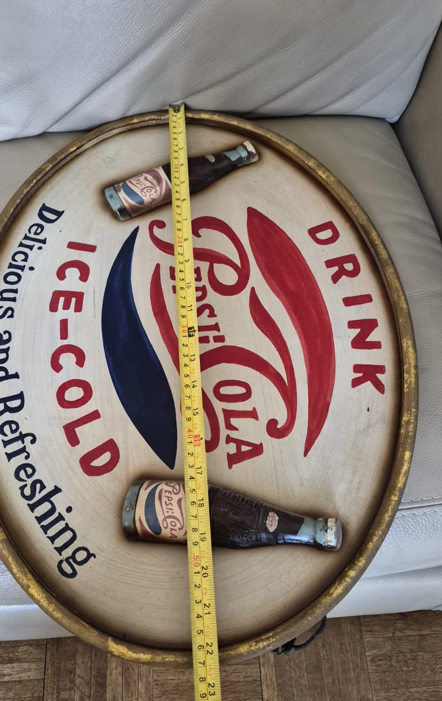 Pepsi-Cola Oval Sign with Bottles - photo 3