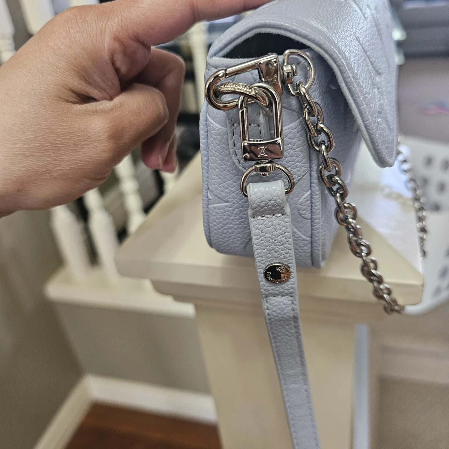 Louis Vuitton Light Blue Leather Monogram Clutch/Crossbody Bag - photo 3