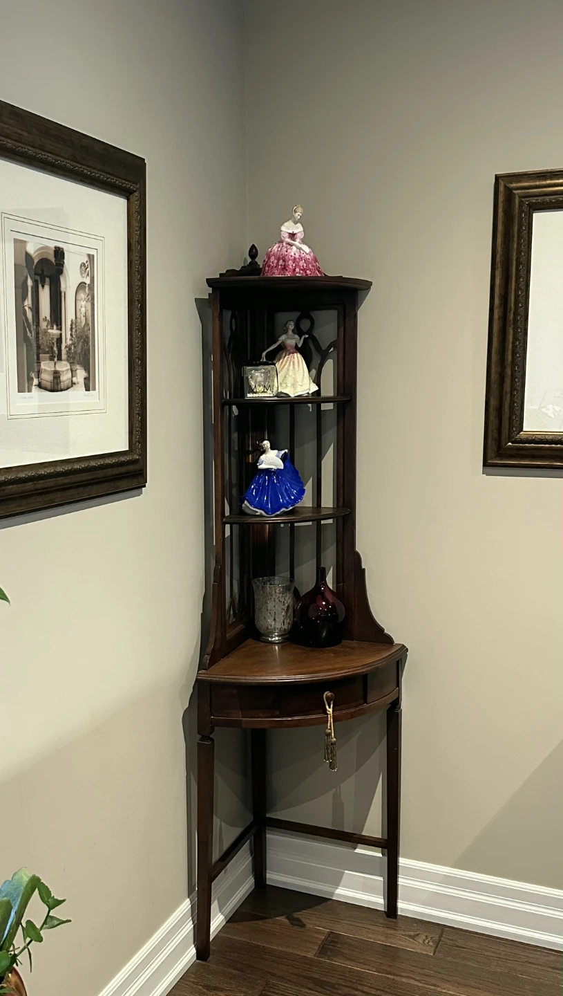 Antique Corner Shelf Unit with Drawer