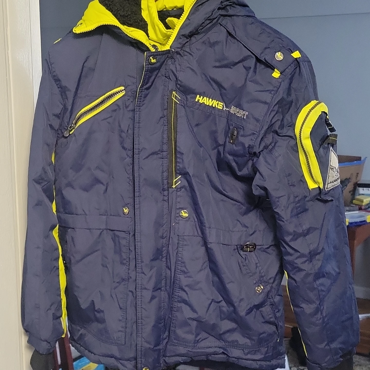 Hawke Sport Youth Winter Jacket Navy Blue/Yellow Size M