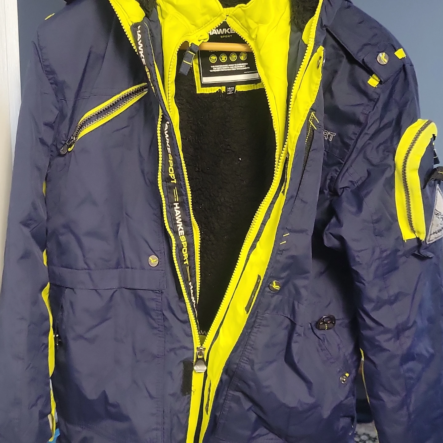Hawke Sport Youth Winter Jacket Navy Blue/Yellow Size M - photo 3