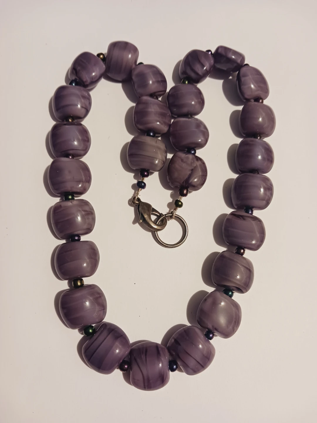 New !! Gorgeous Murano Handblown Purple Swirl Glass Necklace - photo 5