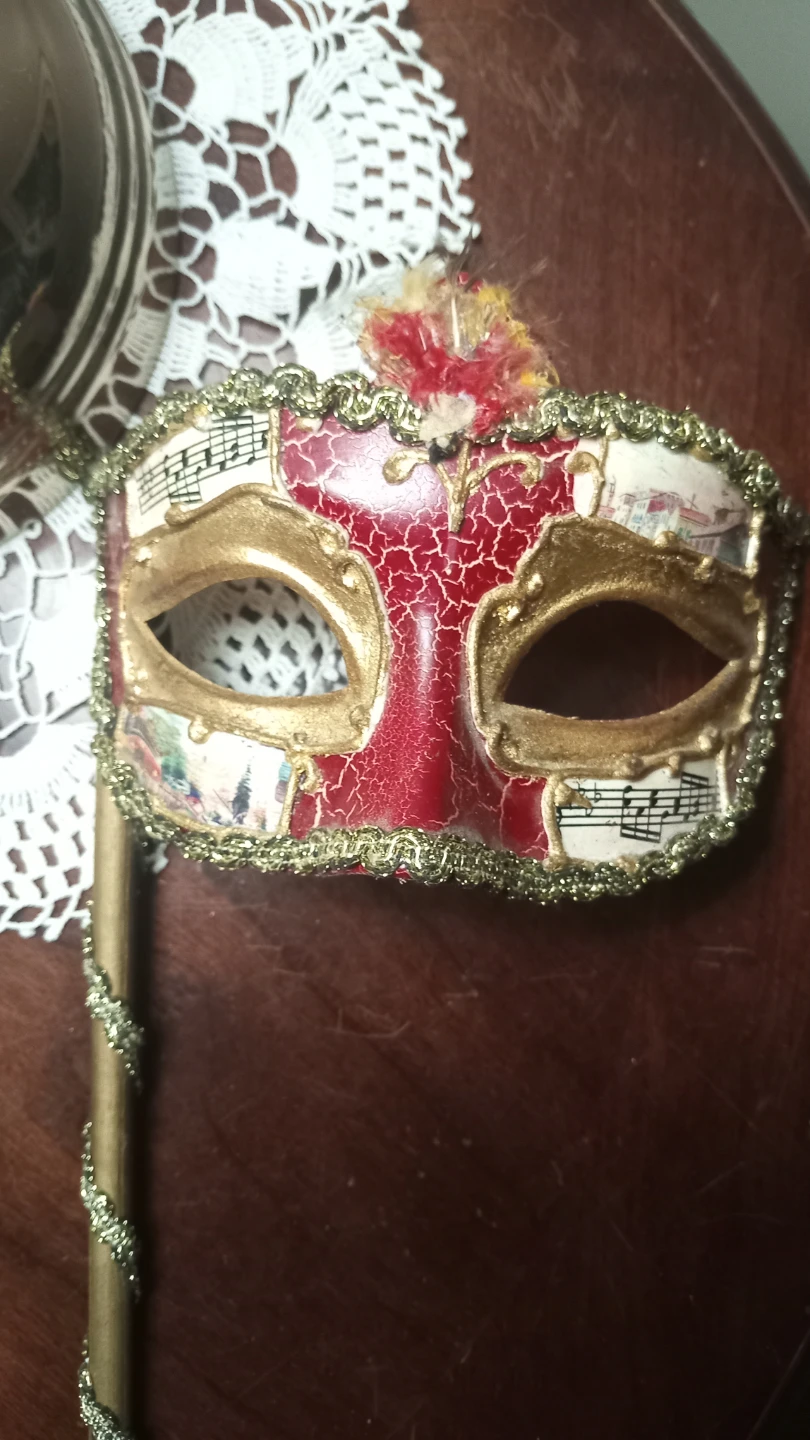 Venetian Masquerade Mask on Stick