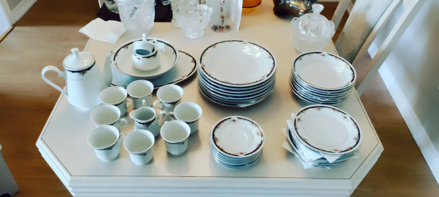 White Porcelain Tea Set with Floral Design