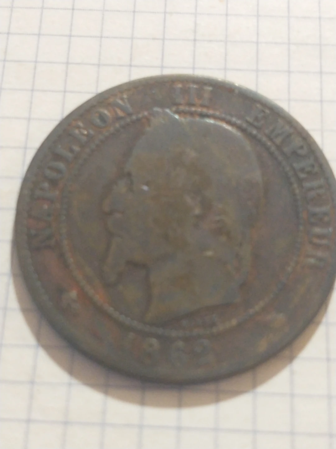 Napoleon III French Empire 10 Centime Coin - 1862 - photo 2
