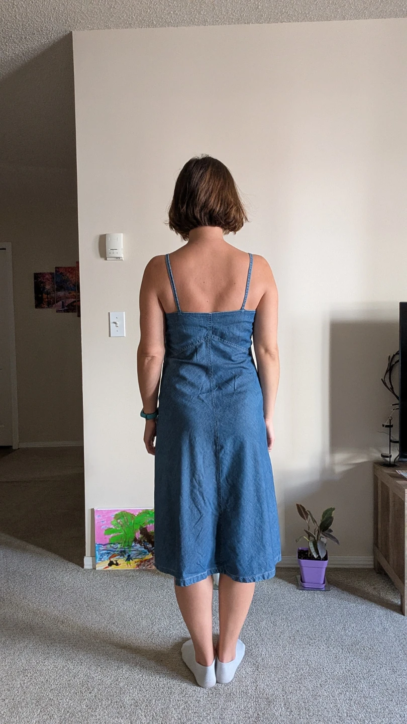 Blue Denim Spaghetti Strap Dress - photo 2