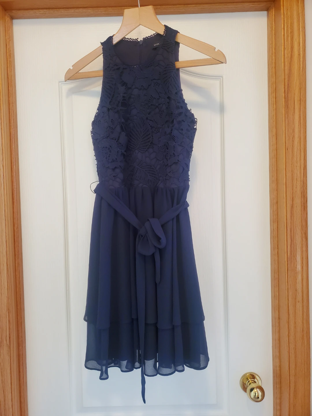 Navy Lace Halter Dress XXS