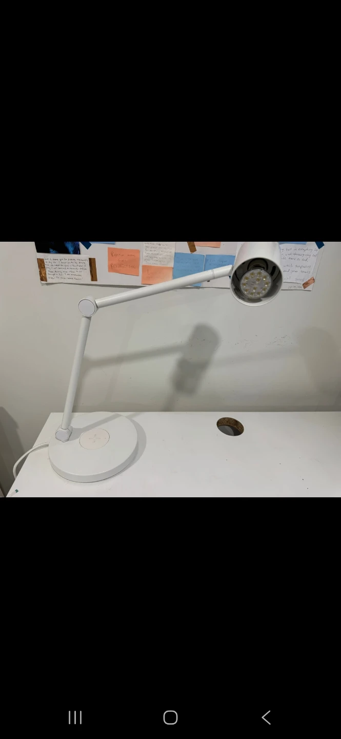 White Desk with Drawer and Lamp - photo 4