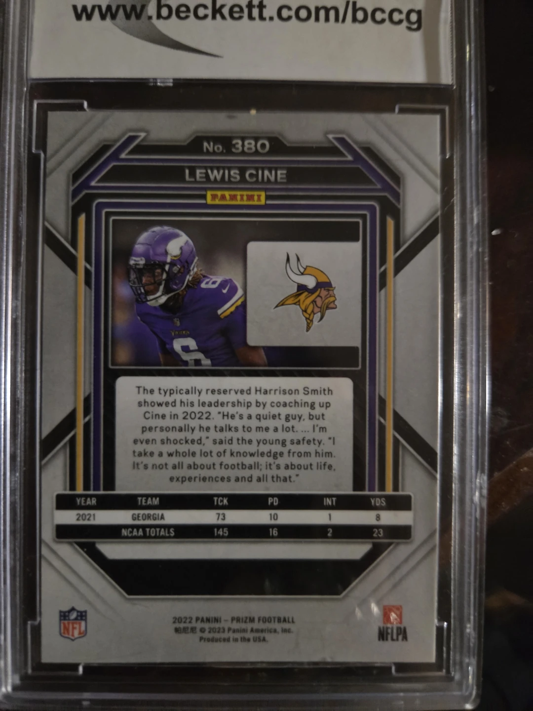 2022 Panini Prizm Lewis Cine #380 Card - photo 2
