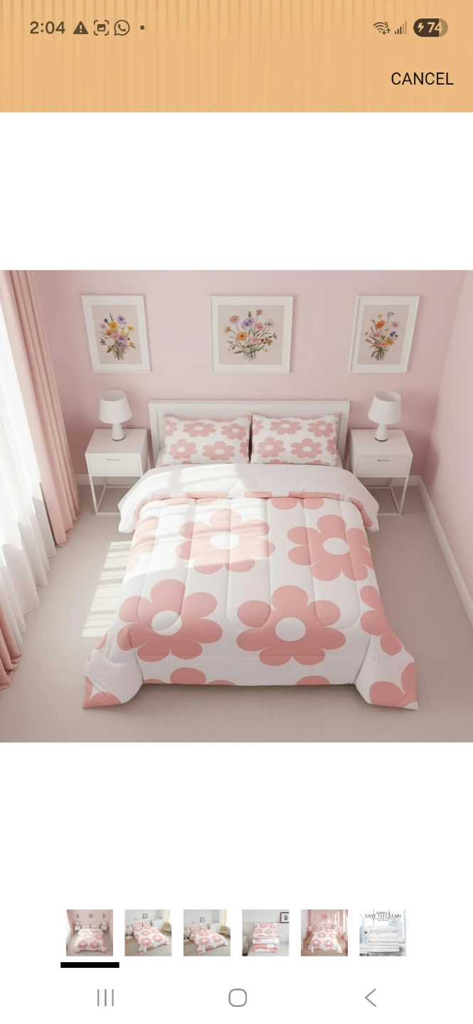 Manfei Girly Pink Full Size Down Comforter Set, Daisy Flo Set