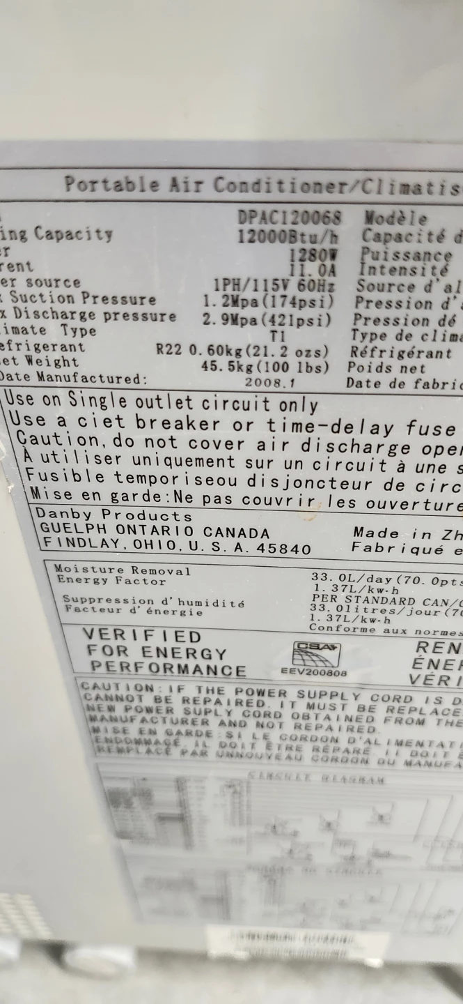 12000 BTU danby portable AC with hose and remote control - photo 3