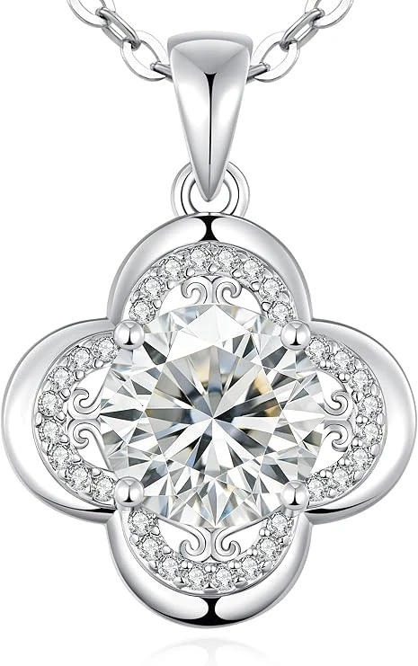3 Carat Moissanite Four Leaf Clover Necklace