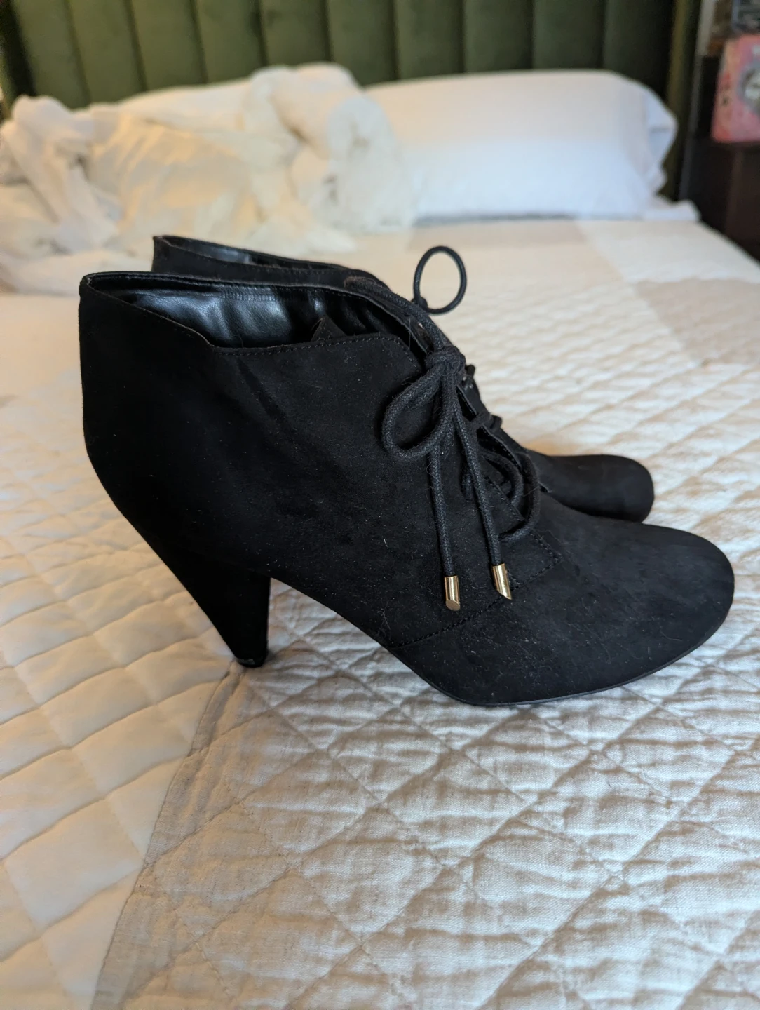 US 11 Call It Spring Black Faux Suede Ankle Boots - photo 2