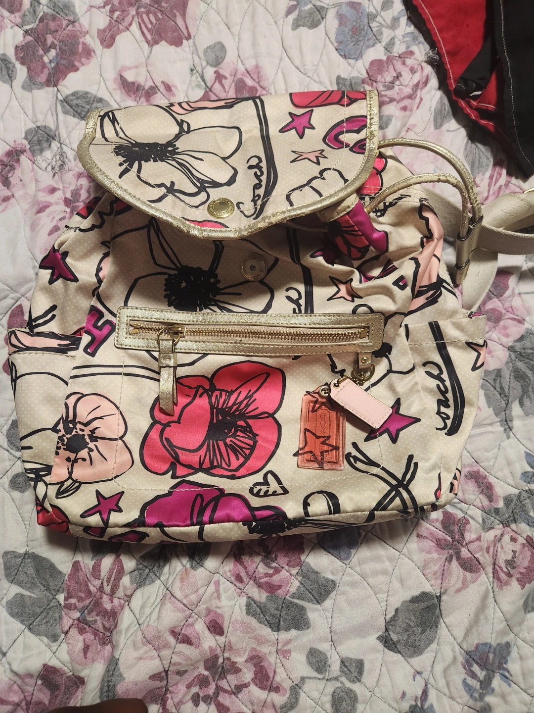 Coach Flower Print Backpack authentic price firm