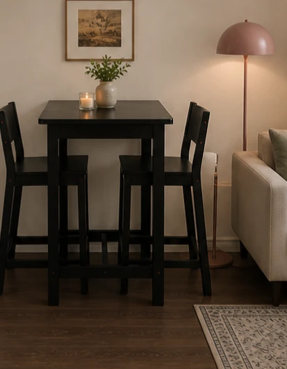 IKEA NORRÅKER Bar Table and 2 Chairs - Black