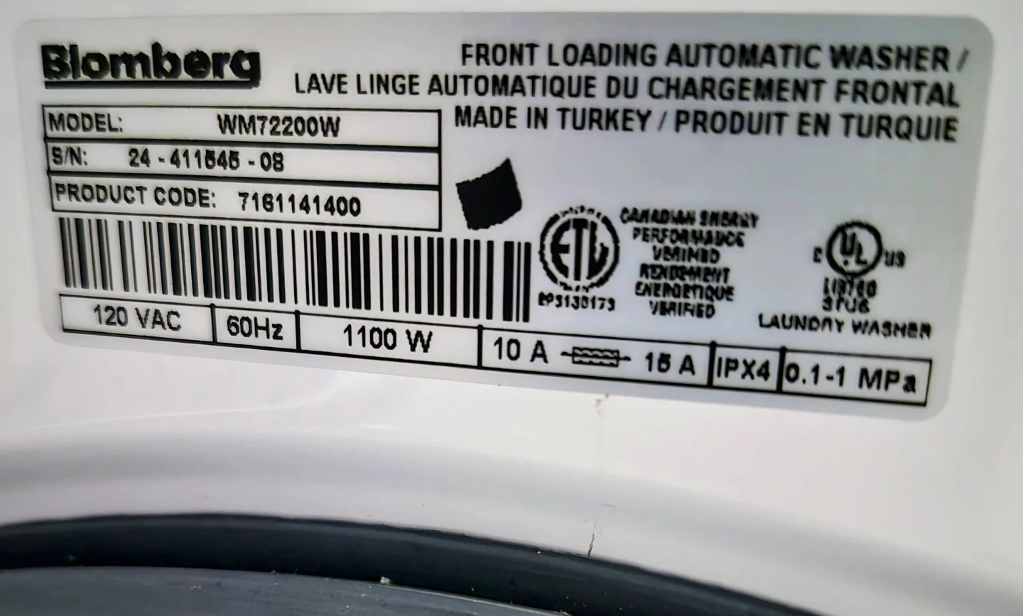 Blomberg WM72200W Front Load Automatic Washer - photo 3