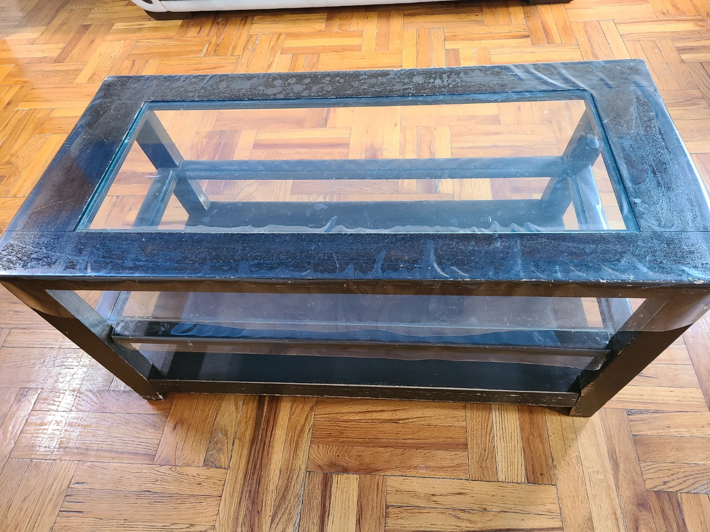 Black Wood and Glass Coffee Table