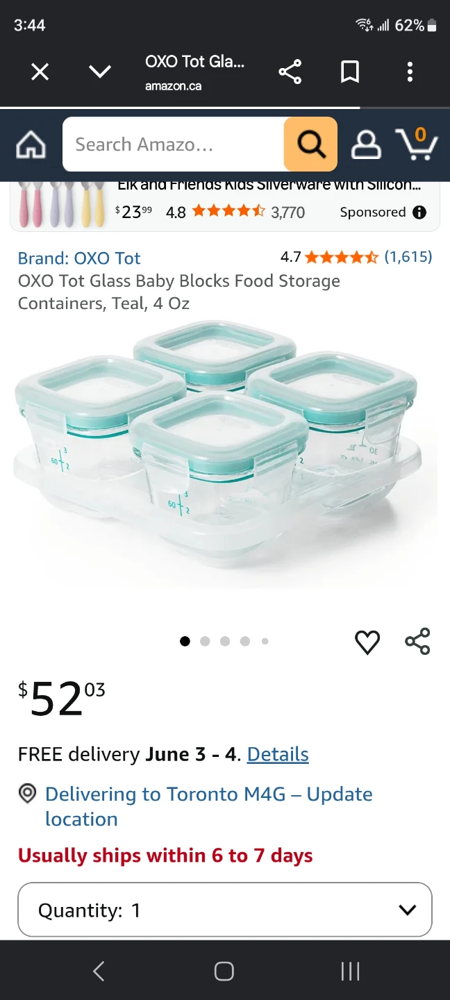 OXO Tot Glass Baby Food Blocks Containers (4 oz)