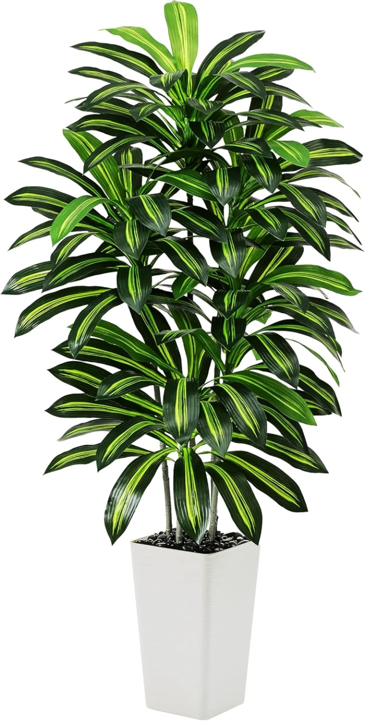 Dracaena Artificial Plant Indoor 5 FT Silk Tree Faux White