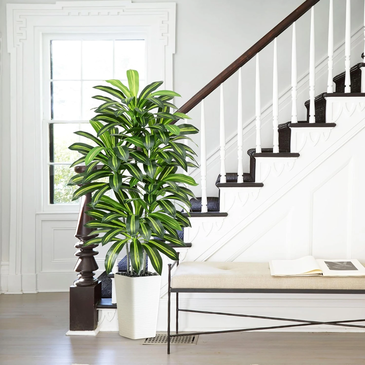 Dracaena Artificial Plant Indoor 5 FT Silk Tree Faux White - photo 3
