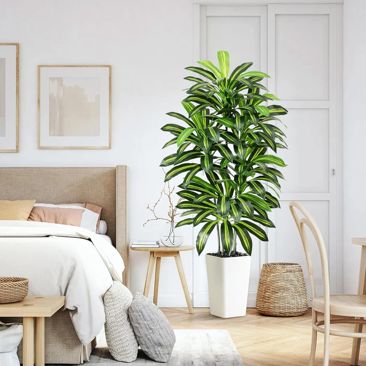 Dracaena Artificial Plant Indoor 5 FT Silk Tree Faux White - photo 4