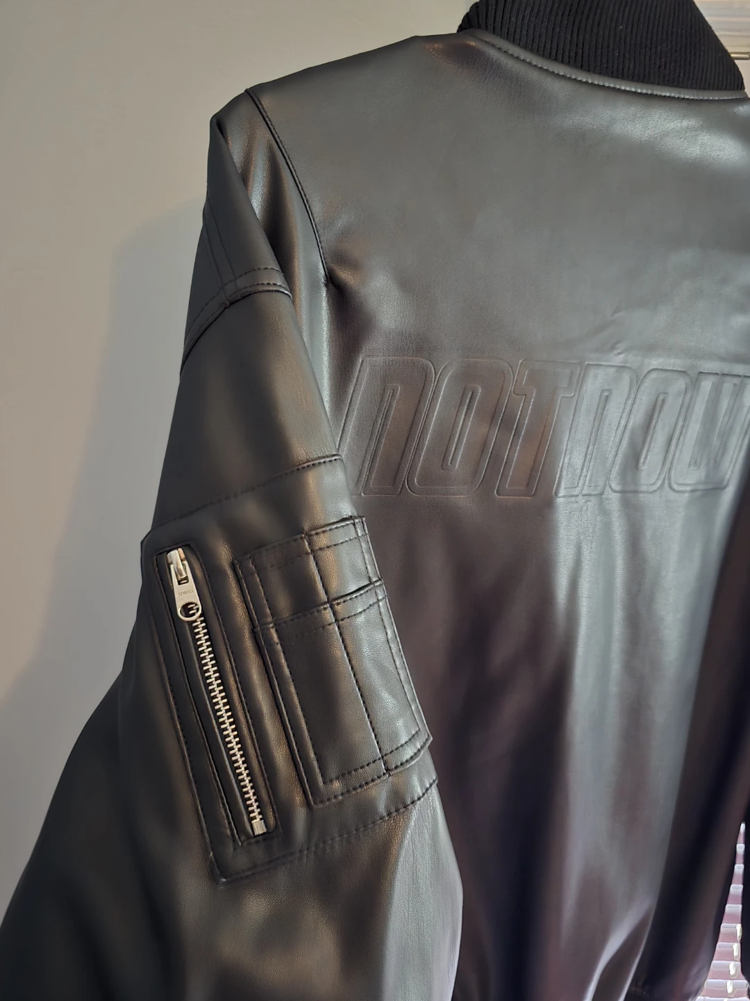 Bershka Black Faux Leather Bomber Jacket - photo 2