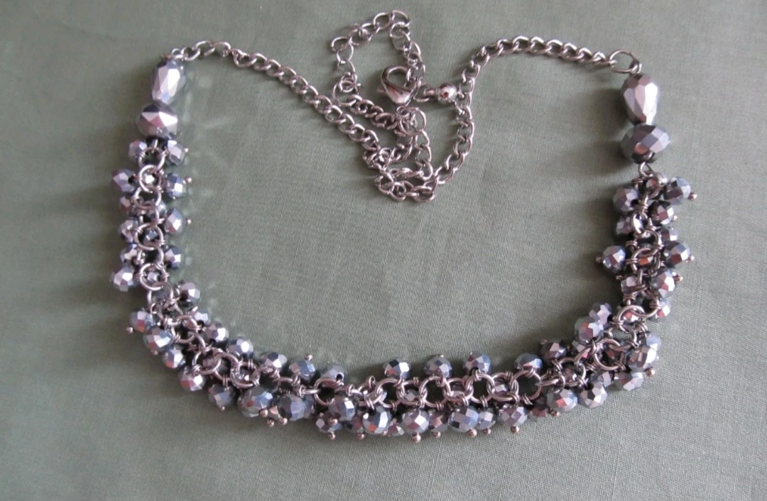 Silver Tone Beaded Statement Necklace - photo 4