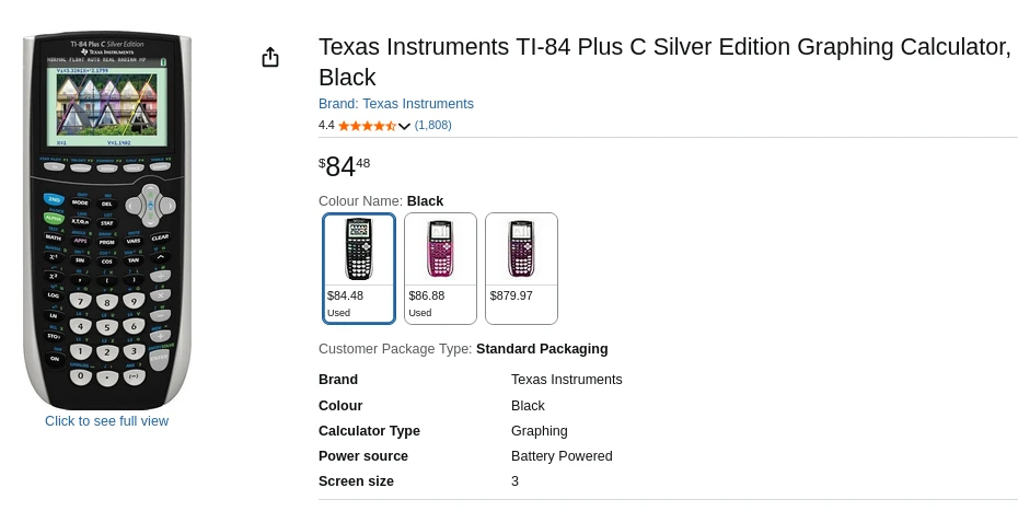 TI-84 Plus C Silver Graphing Calculator w/ color backlit display - photo 3