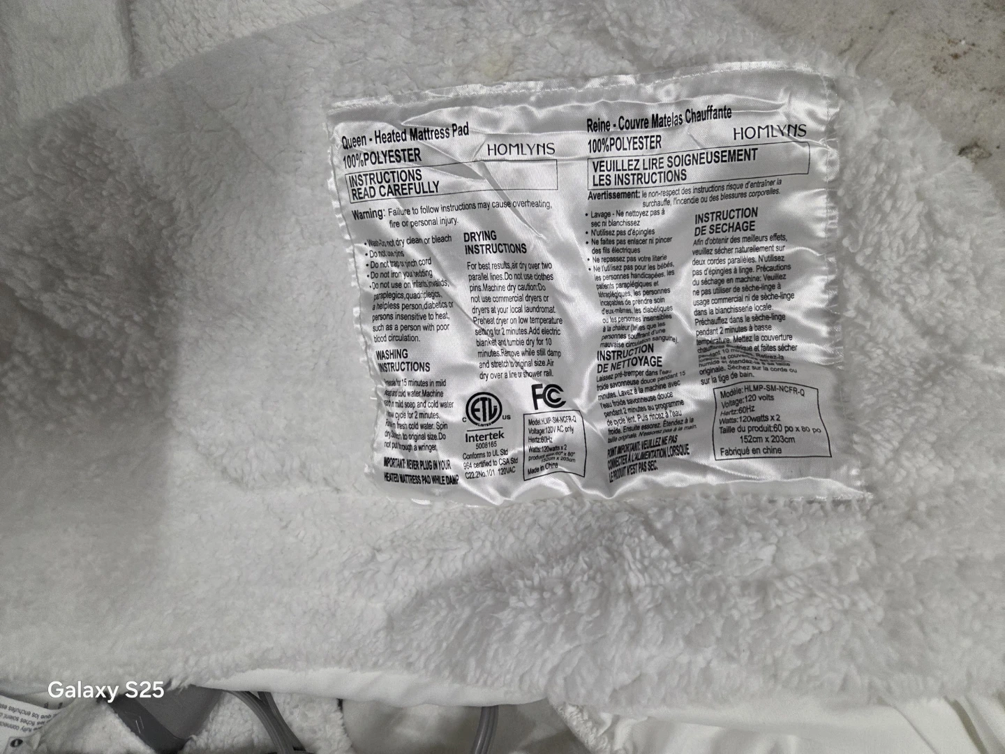 Homlıns Queen Heated Mattress Pad - photo 2