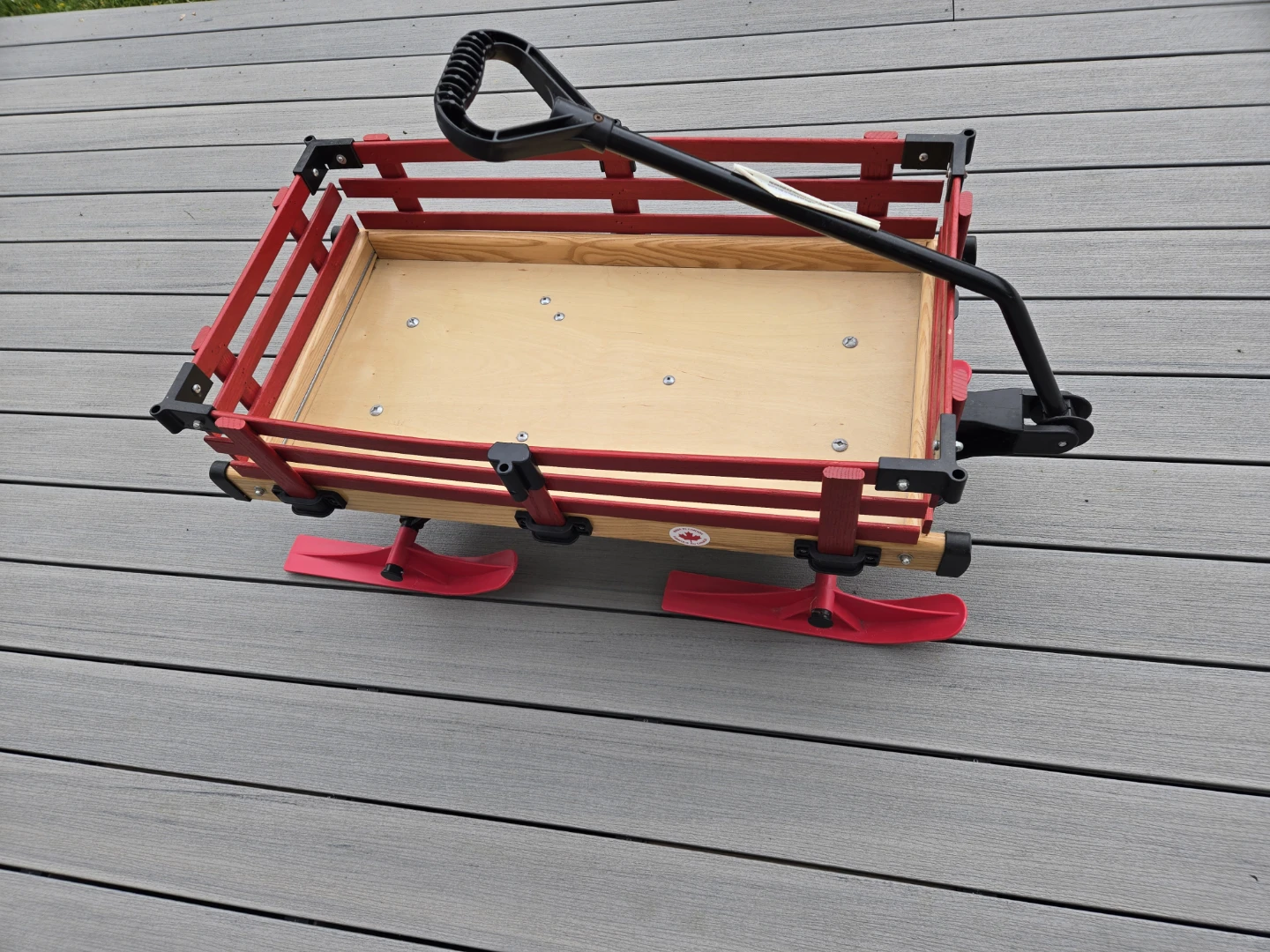 Red Wood Wagon with Ski Attachment - photo 2