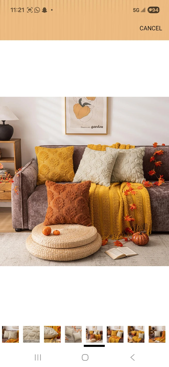 Cream Textured Throw Pillow Cover with Leaf Design - photo 4