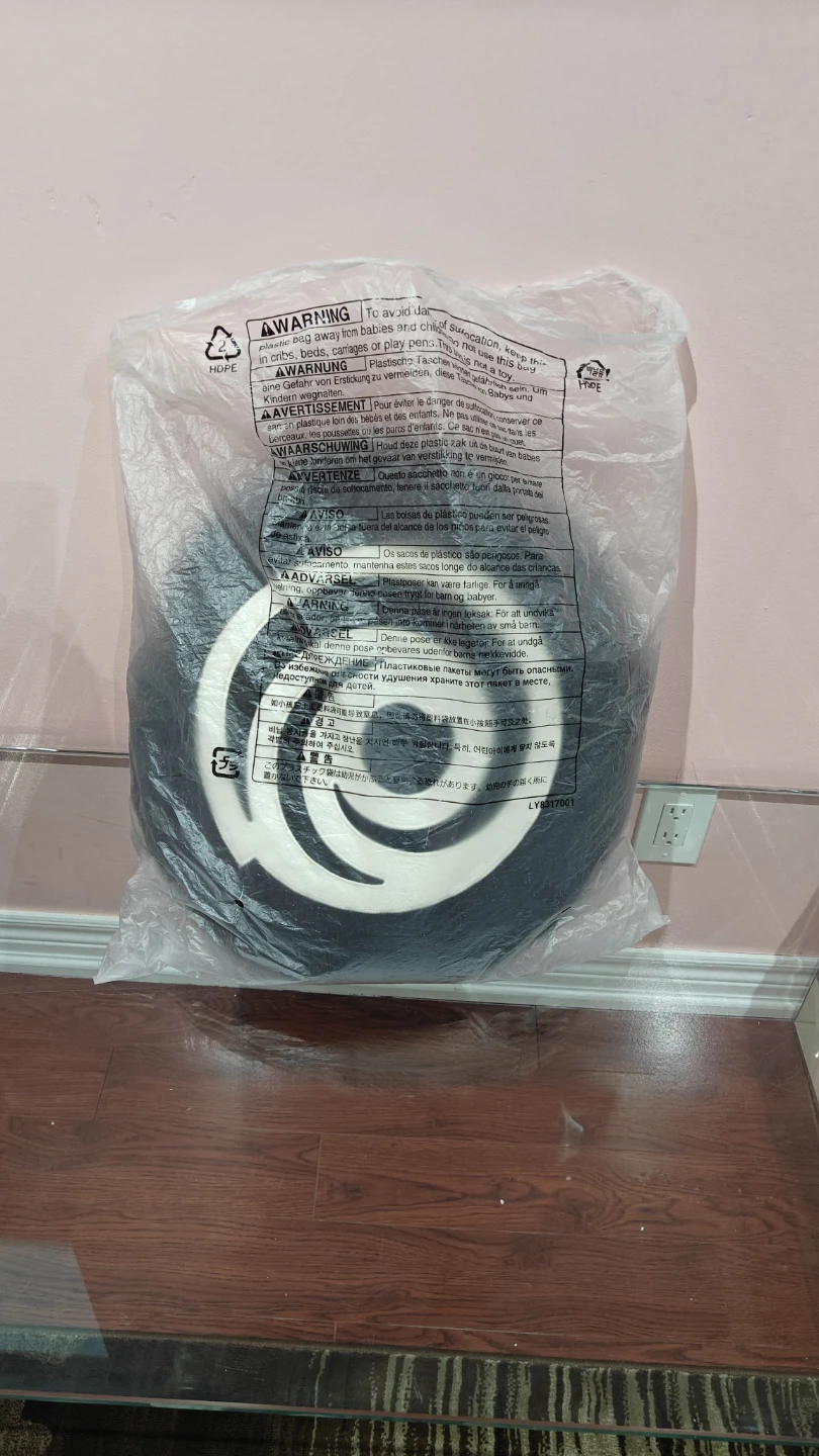 Black Round Cushion with White Swirl Logo - photo 2