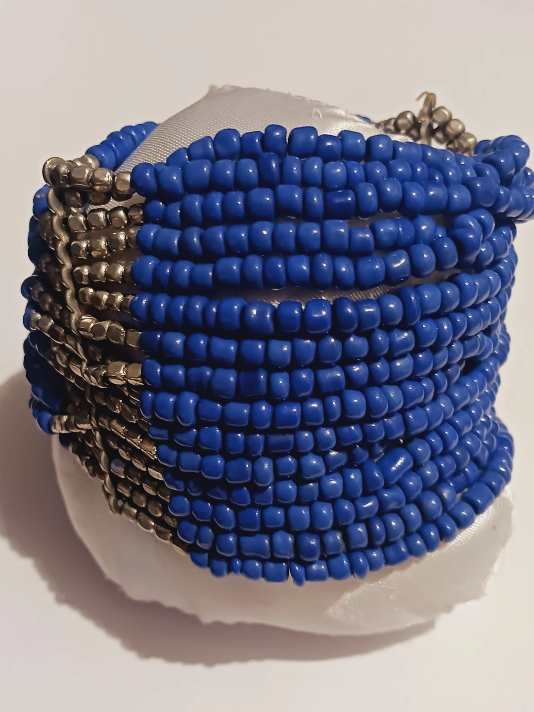 Blue and Silver Beaded Wrap Bracelet - photo 3