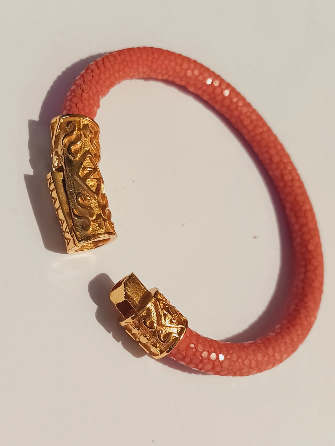 NIALAYA 925 Signed Sterling Silver Coral Stingray Bracelet - photo 4