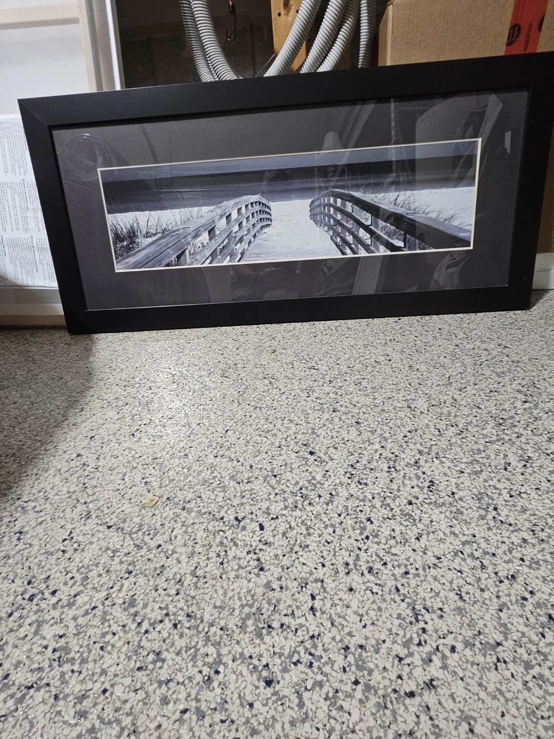 Framed Black and White bwach and bridge Wall Art