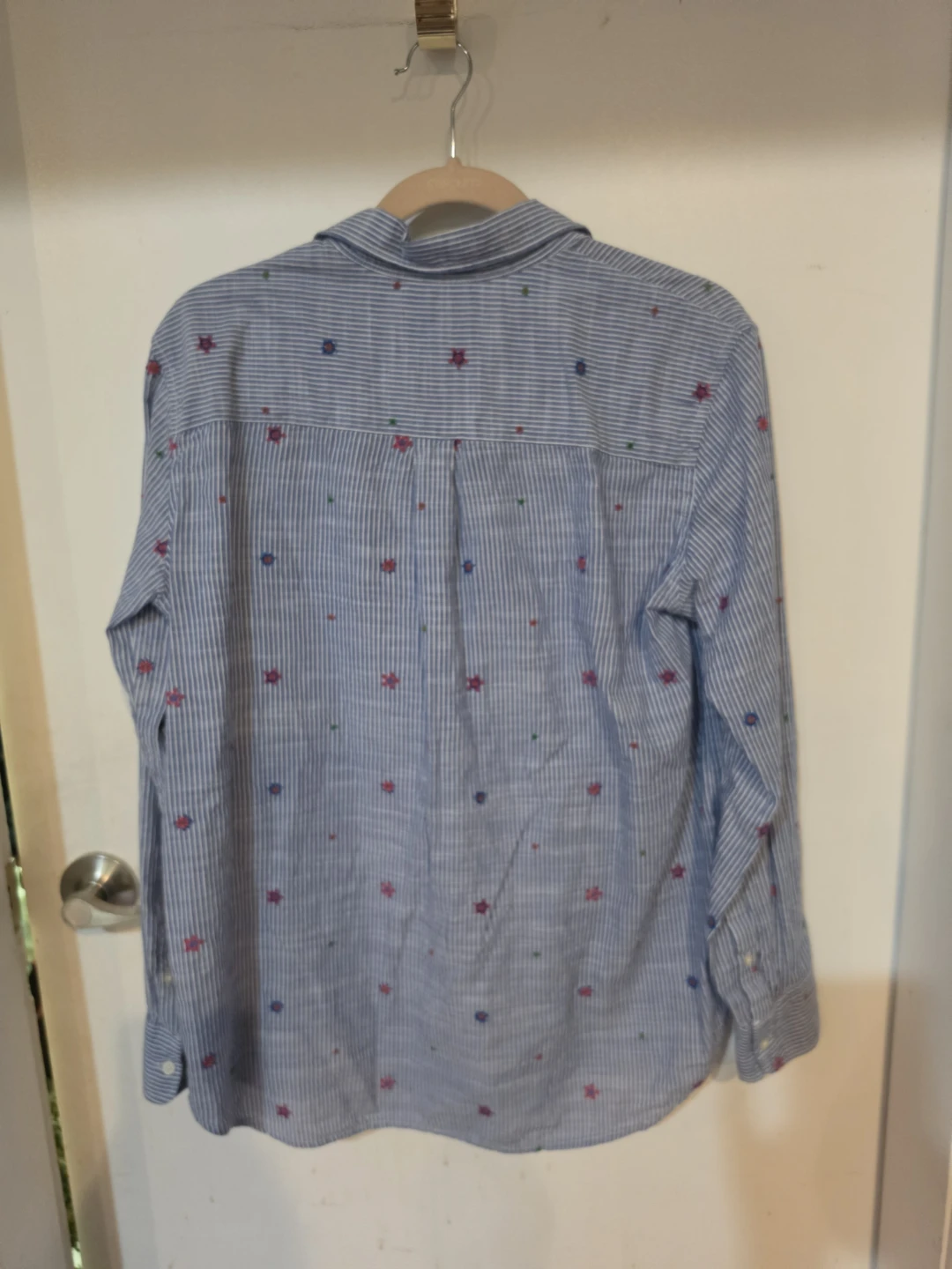 Gap Blue Striped Floral Shirt - Size M - photo 3