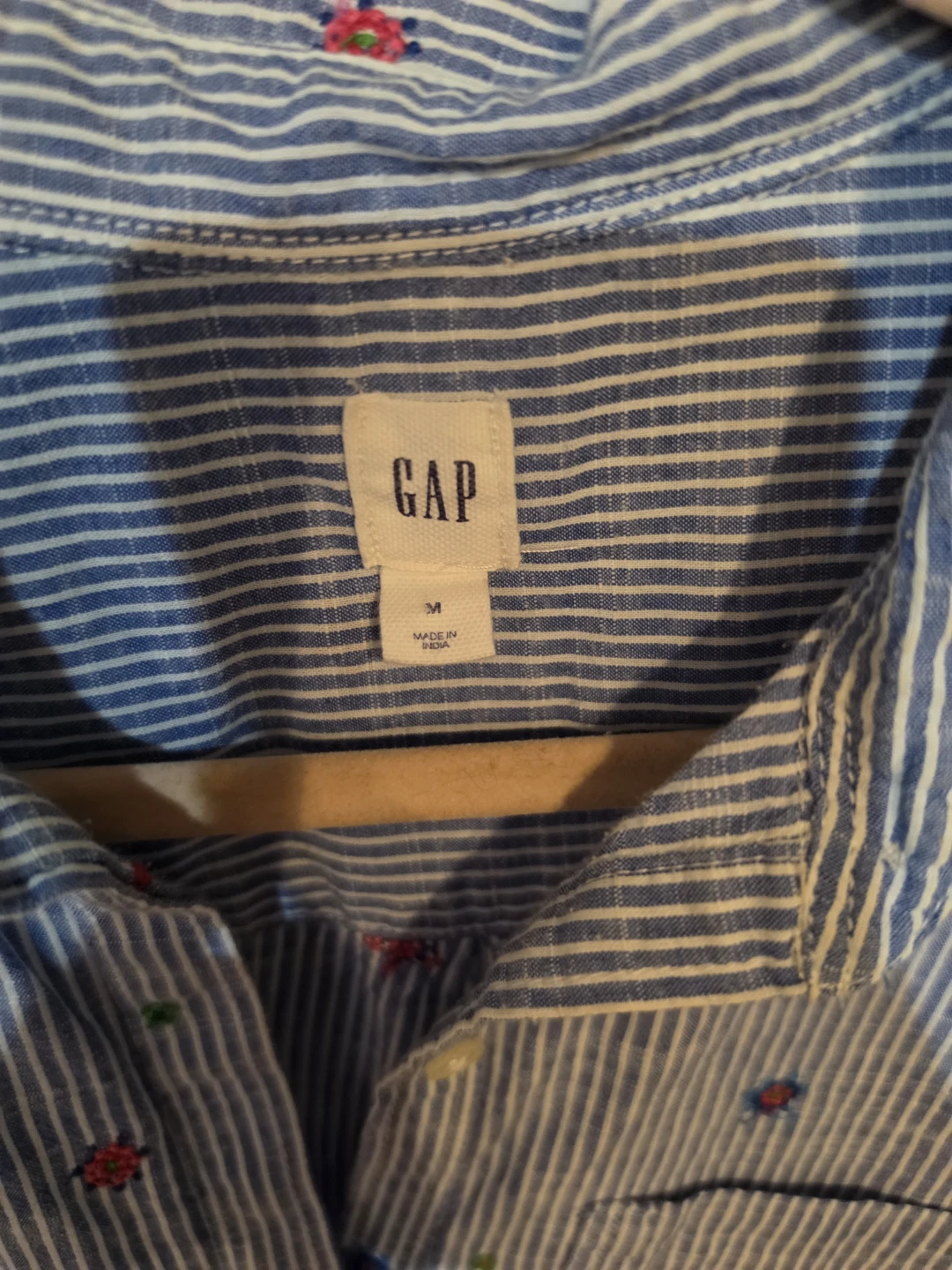 Gap Blue Striped Floral Shirt - Size M - photo 4