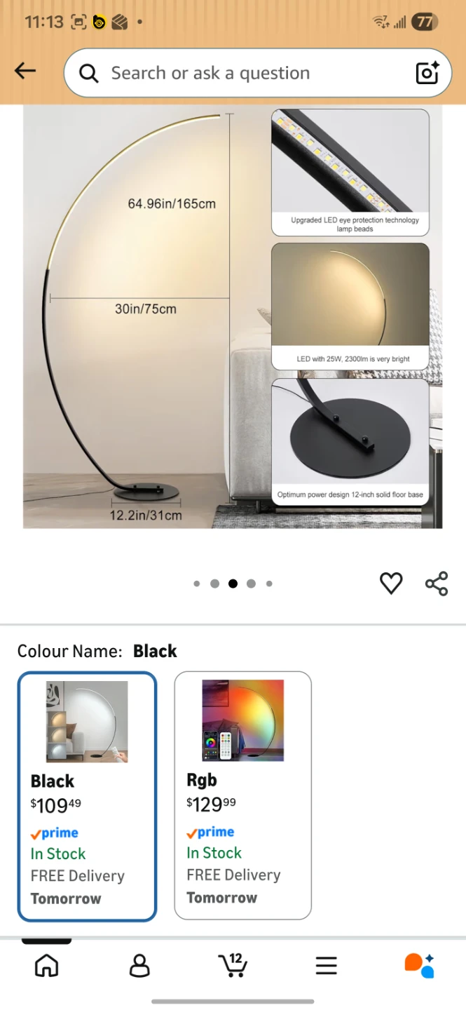 Arc Floor Lamp Black LED - photo 5