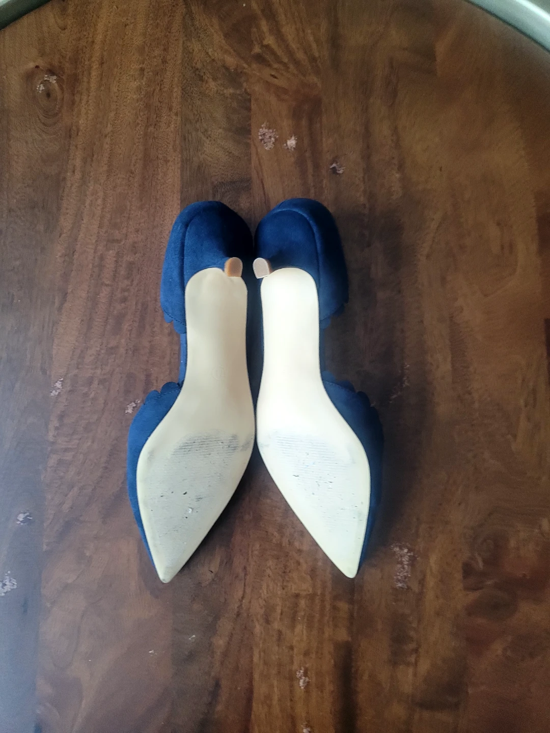Blue Suede Scalloped Kitten Heels - photo 3