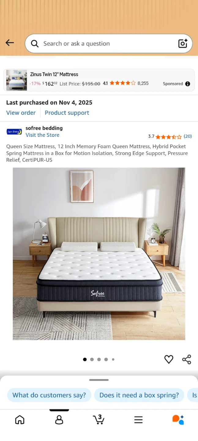 Zinus Twin 12" Mattress
