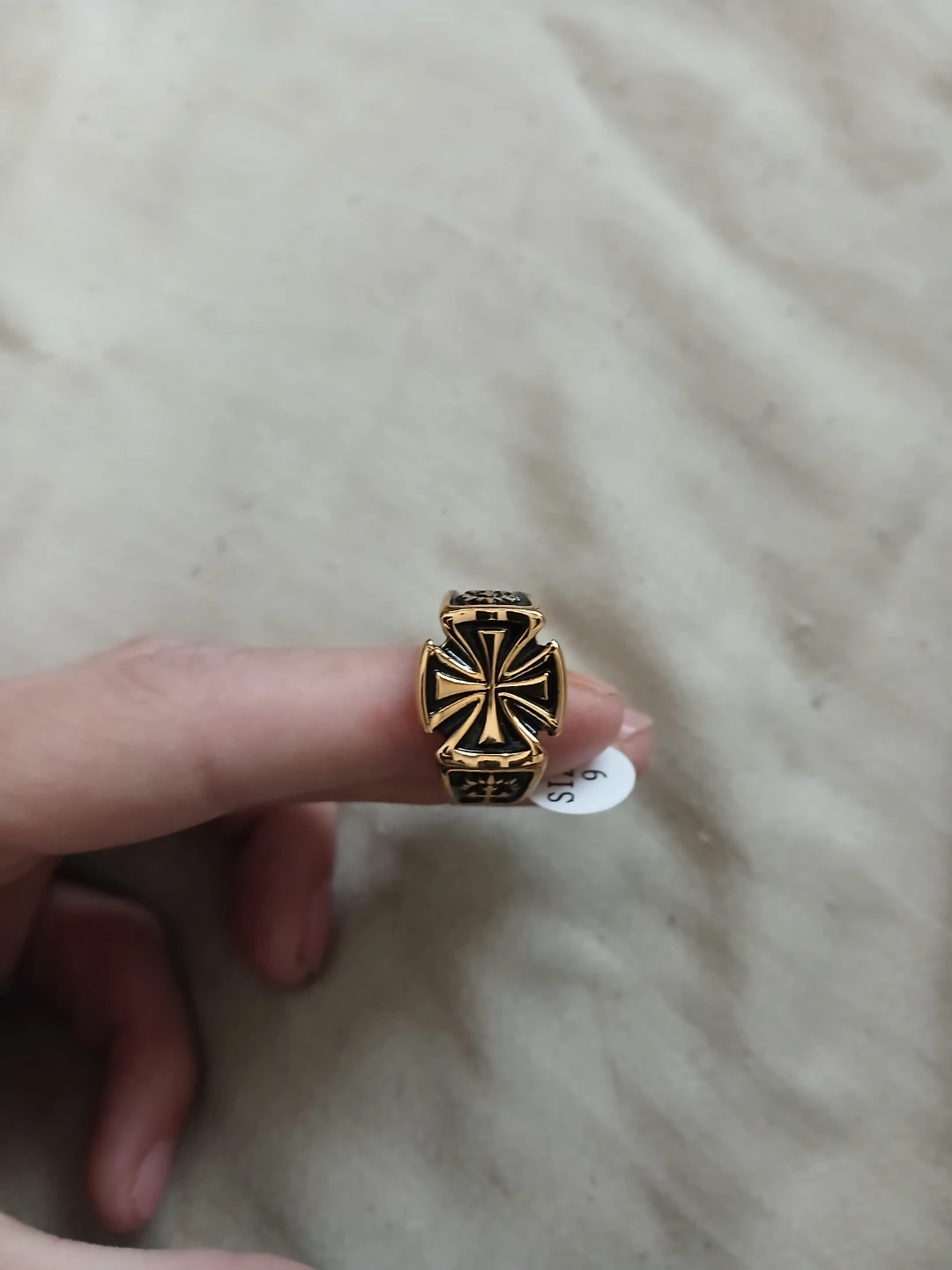 18K Gold Plated 304L Stainless Steel Military Cross Ring