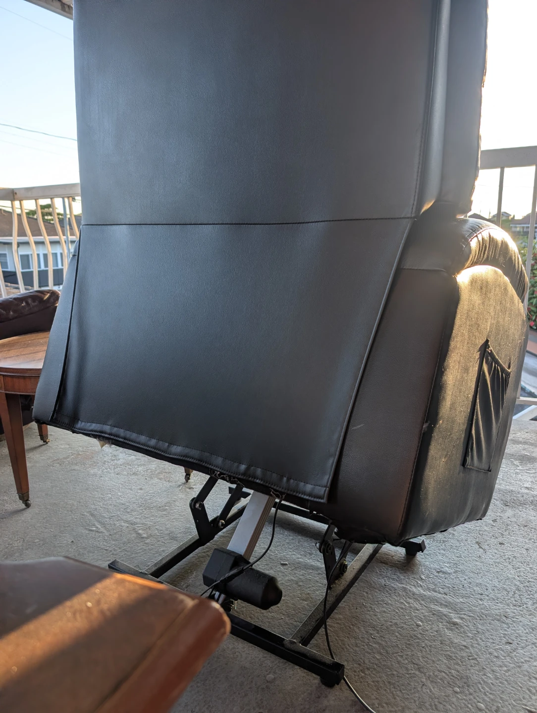 Black Faux Leather Power Recliner Chair with Cup Holders - photo 2