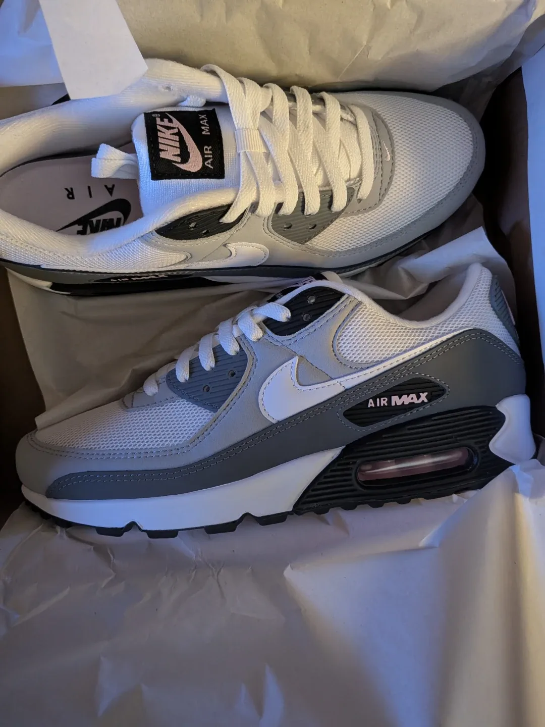 Nike air max 90s wolf grey white pink foam