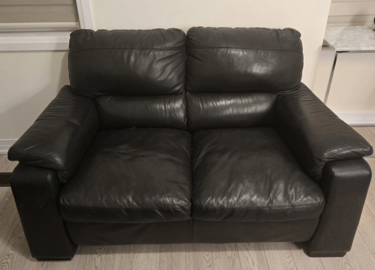 Black Leather Loveseat Sofa