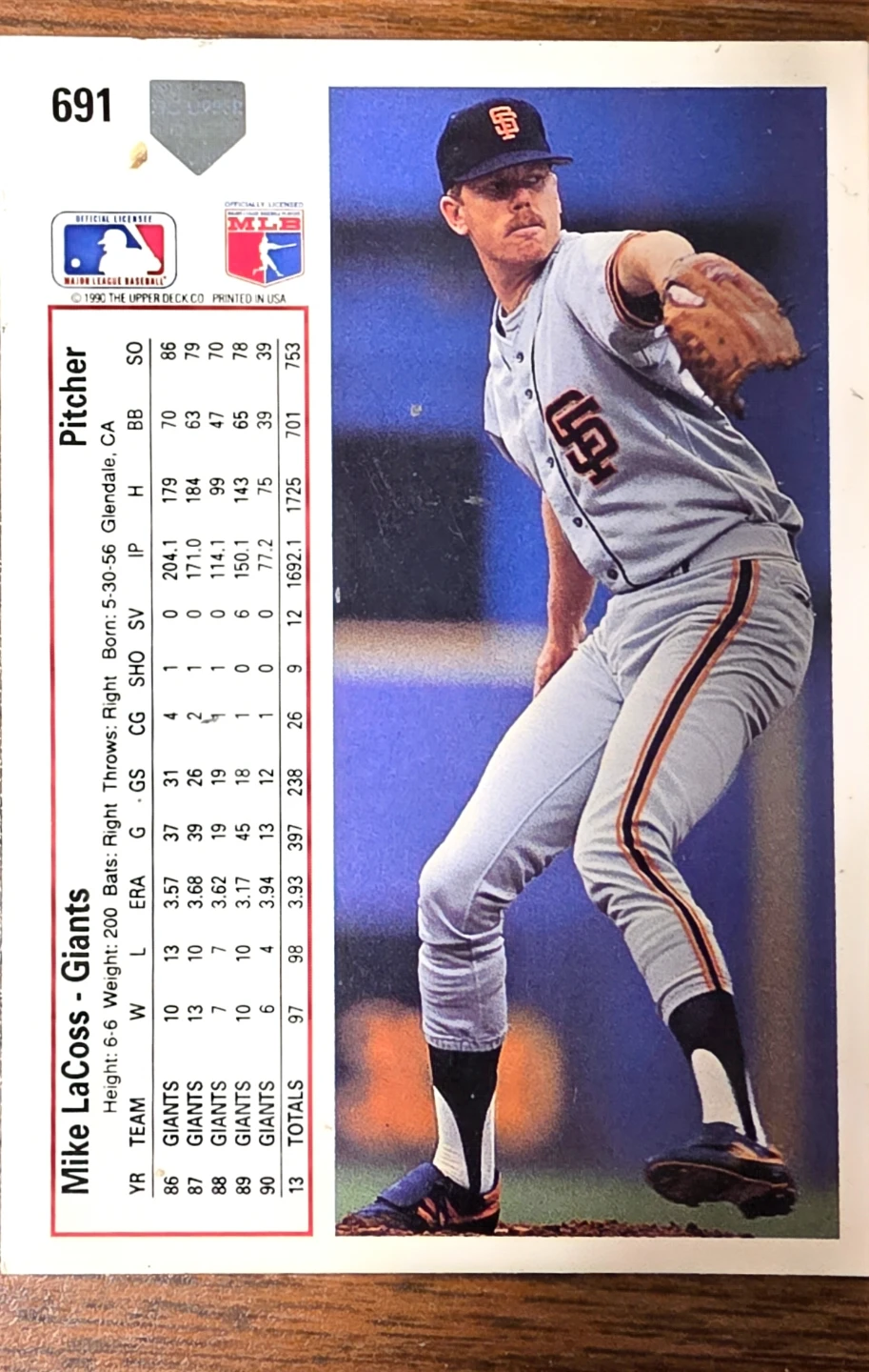 Mike LaCoss 1991 Upper Deck Baseball Card - photo 2